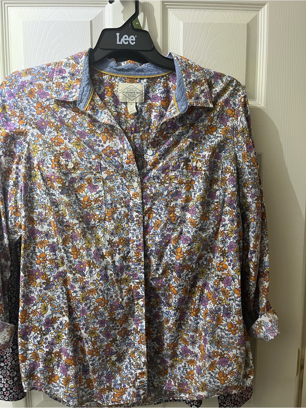 St. John's Bay Floral Button-Down Shirt - Purple & Orange